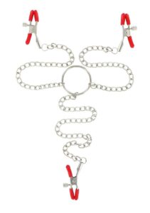 BASIC X skřipce na bradavky a klitoris červen&eacute; BASIC X