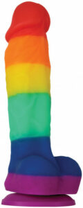 Dildo s př&iacute;savkou Rainbow Pride (17 cm)