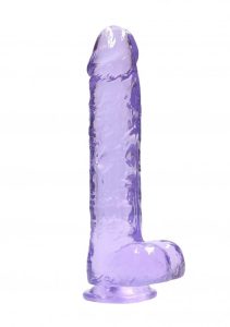Realrock gelov&eacute; dildo s př&iacute;savkou 24 cm fialov&eacute; RealRock