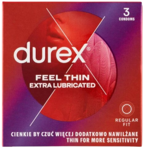 Durex Feel Thin Extra Lubricated &ndash; tenk&eacute; kondomy (3ks)