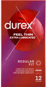Durex Feel Thin Extra Lubricated &ndash; tenk&eacute; kondomy (12 ks)