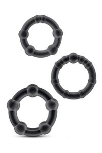STAY HARD Kor&aacute;lkov&aacute;n&eacute; erekčn&iacute; kroužky čern&eacute;