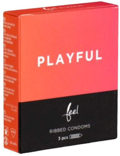 Feel «Playful» condoms with intense ribs - stimulating for HIM 3 pcs