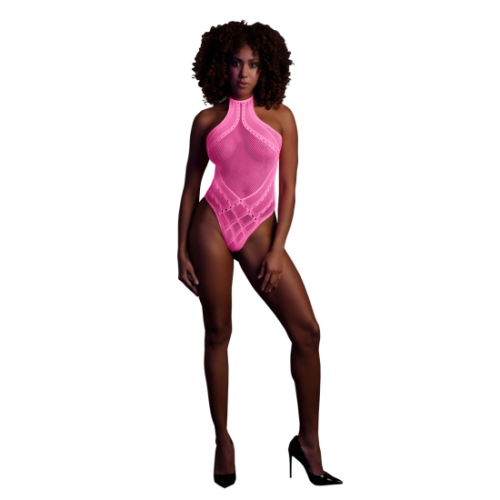 Body s halterneckem - Univerzální velikost - Neonově růžová