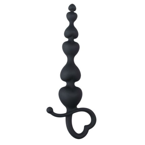 EASYTOYS ANAL COLLECTION Černé anální korálky s rukojetí ve tvaru srdce