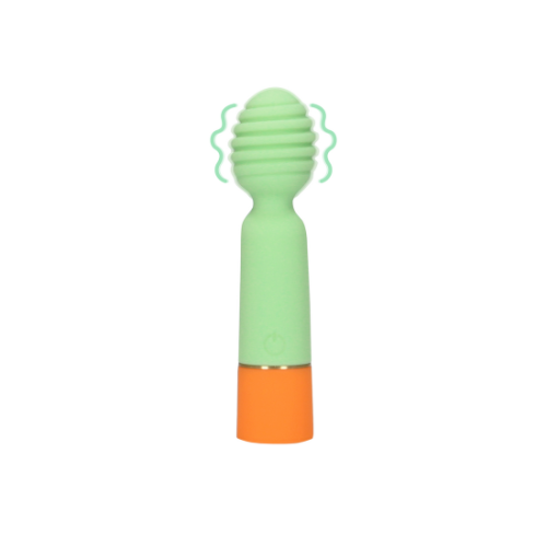 Vroubkovaný mini vibrátor s USB nabíječkou - jarní šalvěj