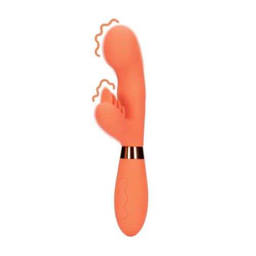 Silikonový Rabbit vibrátor s vroubkovaným stimulátorem klitorisu - Glazed Carrots