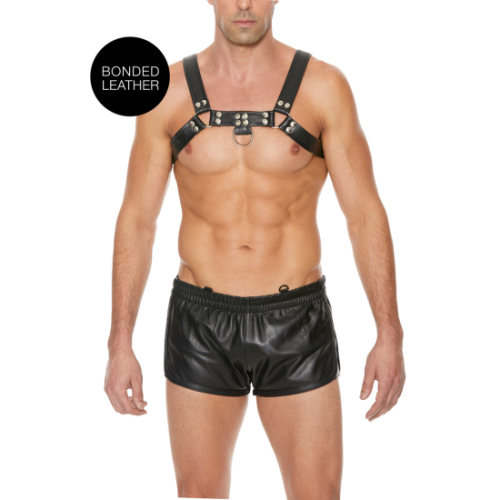 Kožený harness typu Bulldog - L/XL