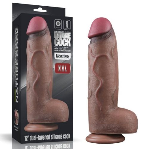 12'' Dvouvrstvý silikonový penis XXL