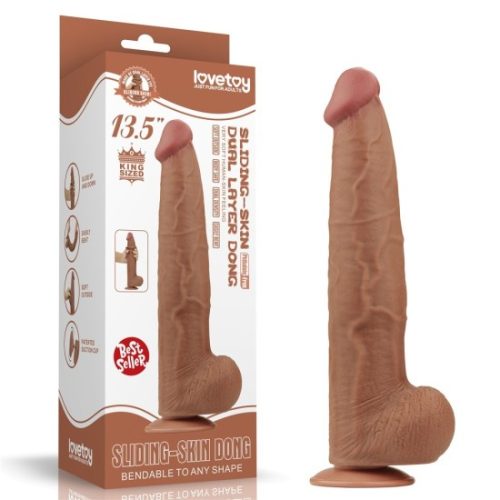 Veliký penis s dvojitou vrstvou a posuvnou kůží Hnědý