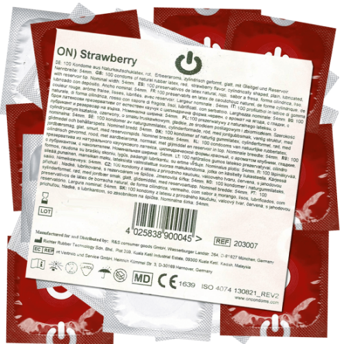On) Bulk-Pack: Strawberry 100 red condoms