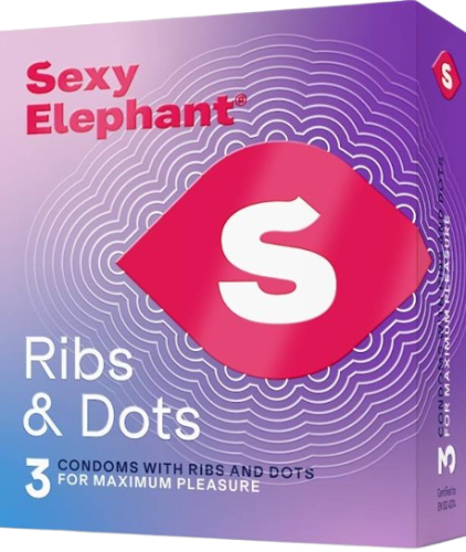 Sexy Elephant – vroubkované kondomy Ribs & Dots (3 ks)