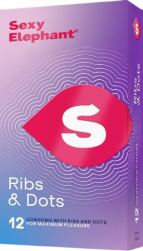 Sexy Elephant – vroubkované kondomy Ribs & Dots (12 ks)