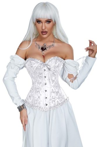 12 Pieces Soft Steel Bones White Sexy Jacquard Palace Style Corset S