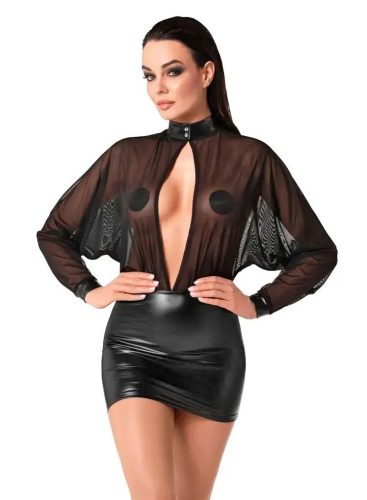 NOIR minišaty s průhledným topem - černé NOIR