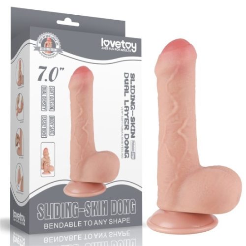 7'' Dildo s posuvnou kůží a dvouvrstvým materiálem - Tělová