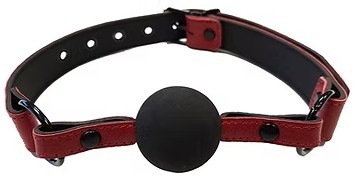 ROUGE Leather Ball Gag Burgundy with Black Accessories