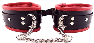 ROUGE Leather Padded Wrist Cuffs Black and Red