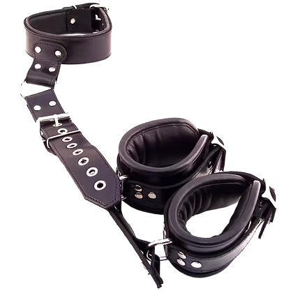 ROUGE Leather Neck to Wrist Restraint Black
