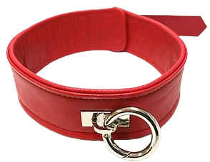 ROUGE Leather Plain Collar with Removeable O-Ring Red