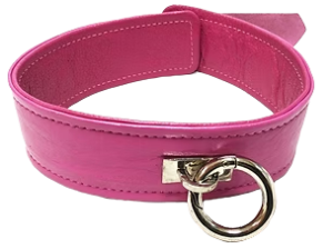 ROUGE Leather Plain Collar with Removeable O-Ring Pink