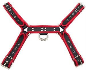 ROUGE PVC O.T.H Front Harness Black with Red Piping S/M