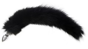 ROUGE Stainless Steel Medium Butt Plug Tail - Real Fur