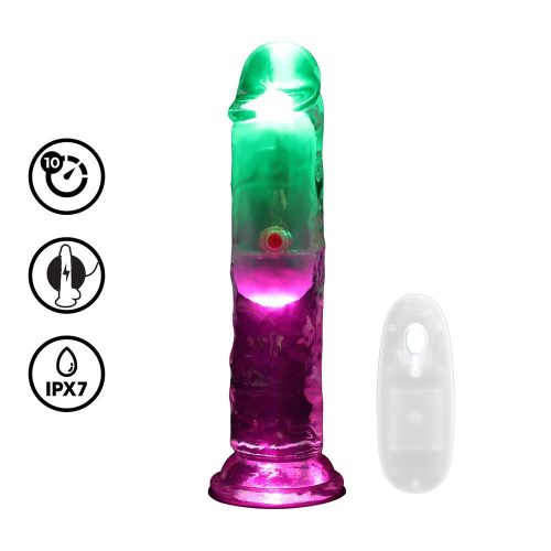 RealRock LED svítící vibrační dildo 15 cm RealRock
