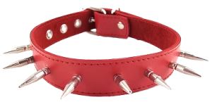ROUGE Leather Spiked Collar with 1 inch Spikes Red