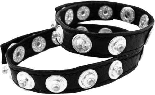 ROUGE Leather Double Multi Snap Cock Strap with Silver Buttons